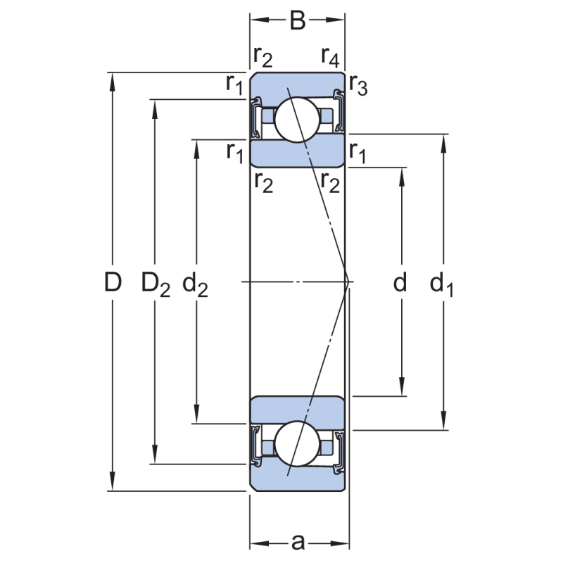 SKF S7006 CE-GA/HC-VQ126 Eğik Bilyalı Rulman (Dış Çap 55mm - Genişlik 13mm)