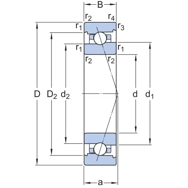 SKF 7016 ACB-GA/HC-P4A Eğik Bilyalı Rulman (Dış Çap 125mm - Genişlik 22mm)