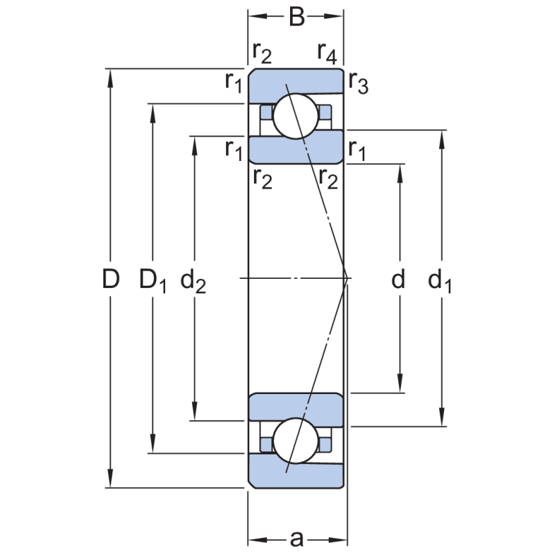SKF 7010 CE-GA/P4A Eğik Bilyalı Rulman (Dış Çap 80mm - Genişlik 16mm)