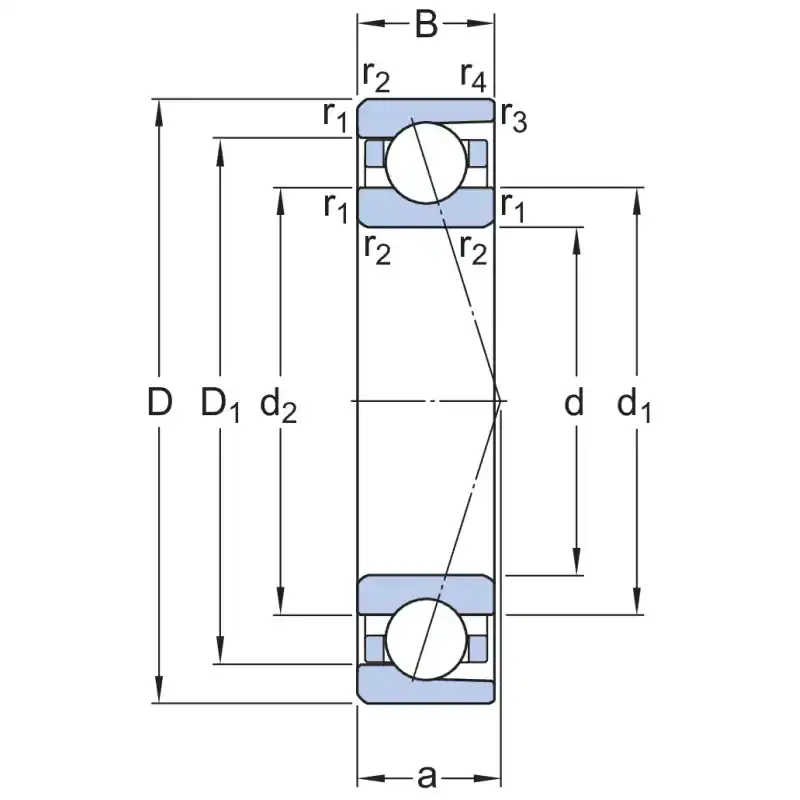 SKF 7017 CD-GA/VQ253 Eğik Bilyalı Rulman (Dış Çap 130mm - Genişlik 22mm)