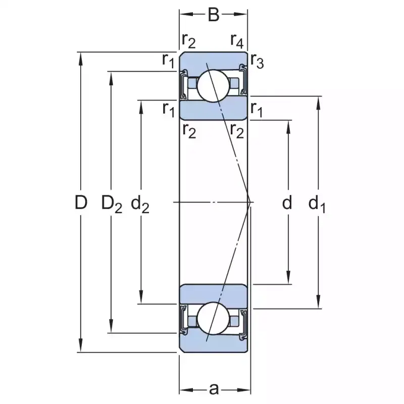 SKF S7011-CE-GA/HC-P4A Eğik Bilyalı Rulman (Dış Çap 90mm - Genişlik 18mm)