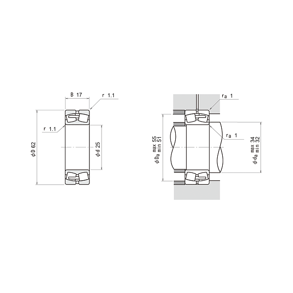 NSK 21305 CD-E4-C3 Oynak makaralı rulmanlar