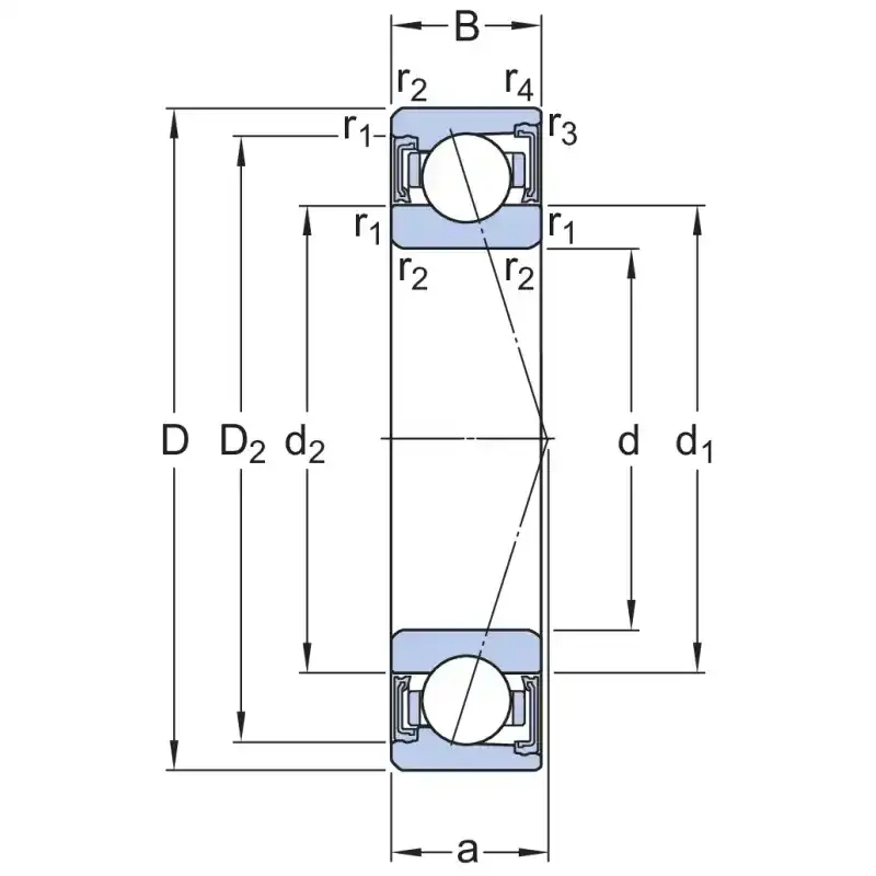 SKF S7014-ACD-GA/VQ6251 Eğik Bilyalı Rulman (Dış Çap 110mm - Genişlik 20mm)