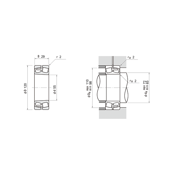 NSK 21311 EA-K-E4-C3 Oynak makaralı rulmanlar