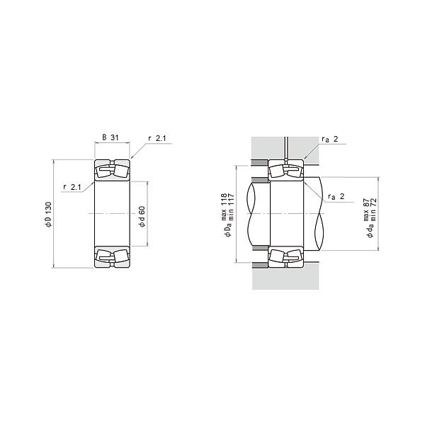 NSK 21312 EA-E4-C3 Oynak makaralı rulmanlar