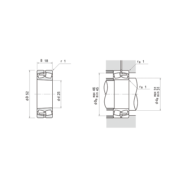 NSK 22205 C-K-E4-C3 Oynak makaralı rulmanlar