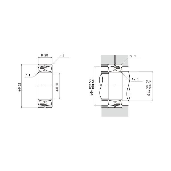 NSK 22206 C-E4-C3 Oynak makaralı rulmanlar