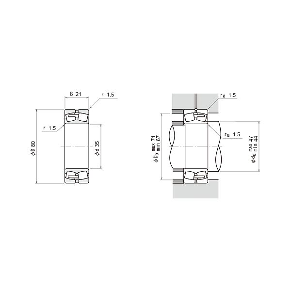 NSK 21307CD Oynak makaralı rulmanlar