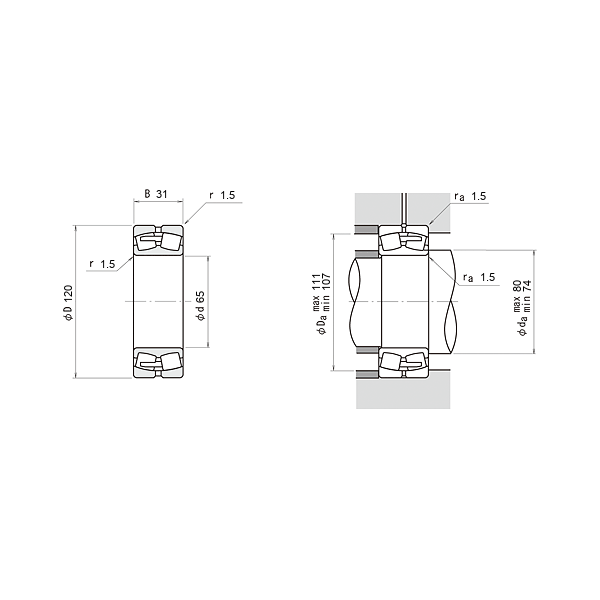 NSK 22213 EA-E4-C3 Oynak makaralı rulmanlar