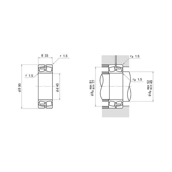 NSK 22308 EA-E4-C3 Oynak makaralı rulmanlar