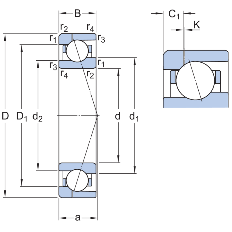 SKF 71920 ACE-GA/HC-P4A-H1 Eğik Bilyalı Rulman (Dış Çap 140mm - Genişlik 20mm)