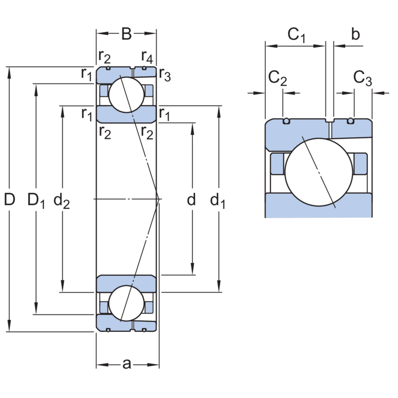 SKF 71914 CD-GA/P4AL Eğik Bilyalı Rulman (Dış Çap 100mm - Genişlik 16mm)