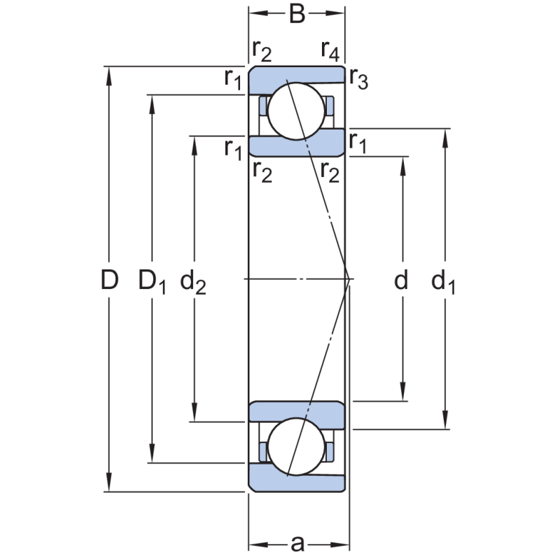 SKF 71901-ACE-GA/P4A Eğik Bilyalı Rulman (Dış Çap 24mm - Genişlik 6mm)