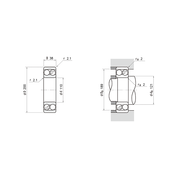 NSK 1222-C3 Kendinden hizalamalı bilyalı rulmanlar