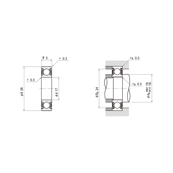 NSK 6803-ZZ-CM Sabit bilyalı rulmanlar