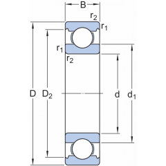 SKF 6219/VA201 Sabit Bilyalı Rulmanlar (Dış Çap 170mm - Genişlik 32mm)
