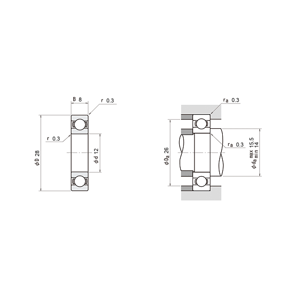 NSK 6001-C4E Sabit bilyalı rulmanlar