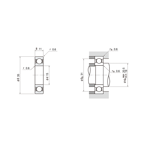 NSK 6202-C3E Sabit bilyalı rulmanlar